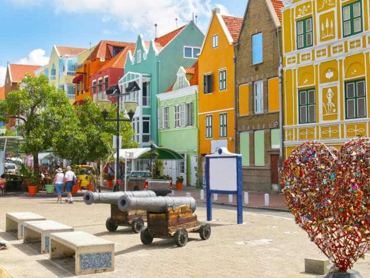 Colourful buildings in downtown Willemstad, Curacao