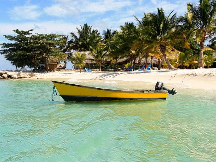 Boat on the beach seen on a Caribbean cruise
