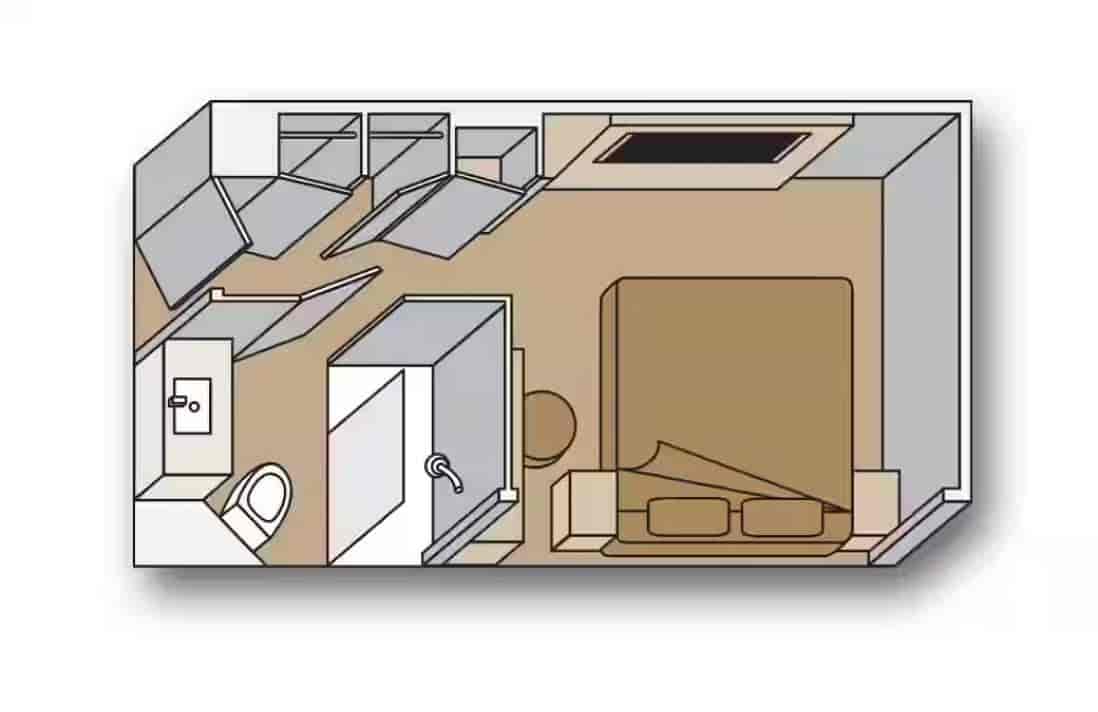 Schematic plan of Nieuw Amsterdam Inside stateroom type.