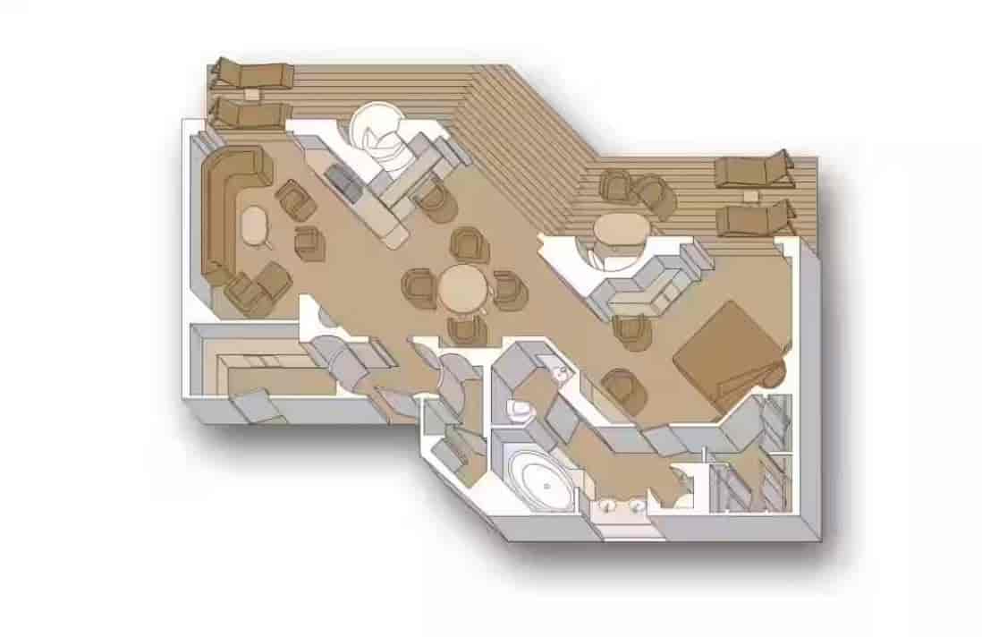 Schematic plan of Nieuw Amsterdam Pinnacle Suite type.