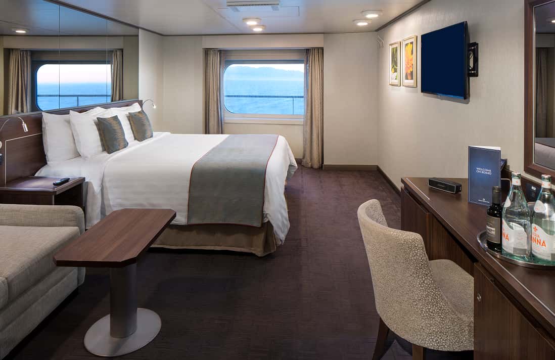 Spa Ocean View stateroom with scenic views on Holland America cruise ship.