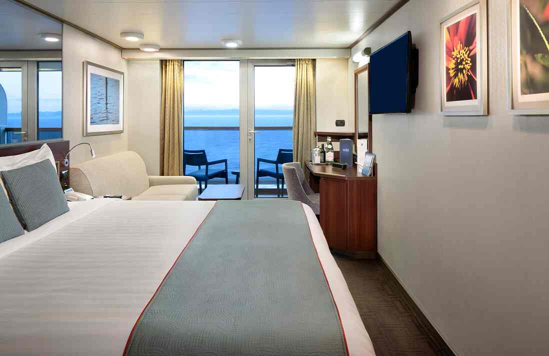Spa Verandah stateroom with private balcony on Holland America cruise ship.