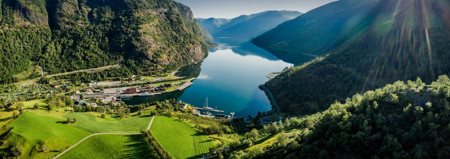 The rural town of Flam sits on a Nordic fjord opens a dialog