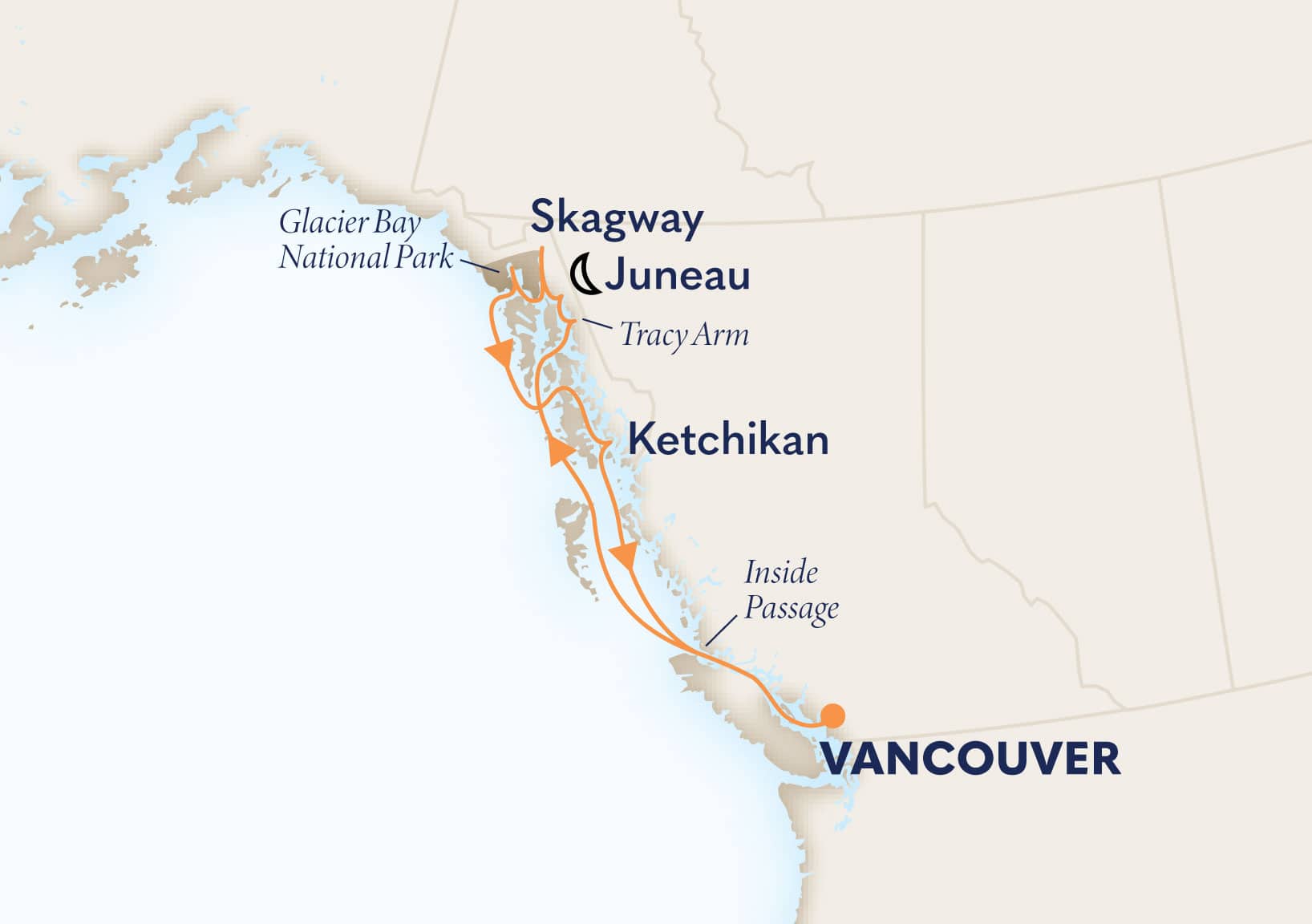 7-Day Alaska Inside Passage Itinerary Map