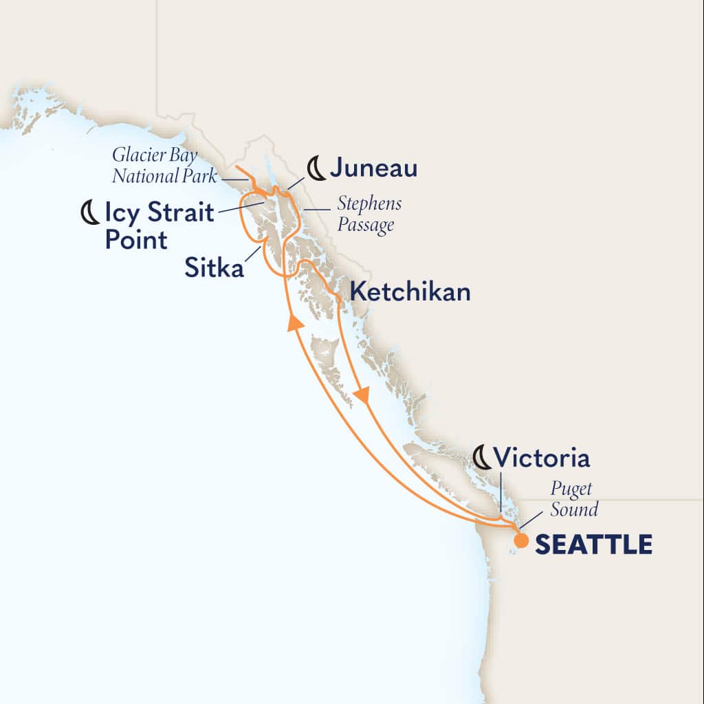 Itinerary map of 7-DAY ALASKA EXPLORER
