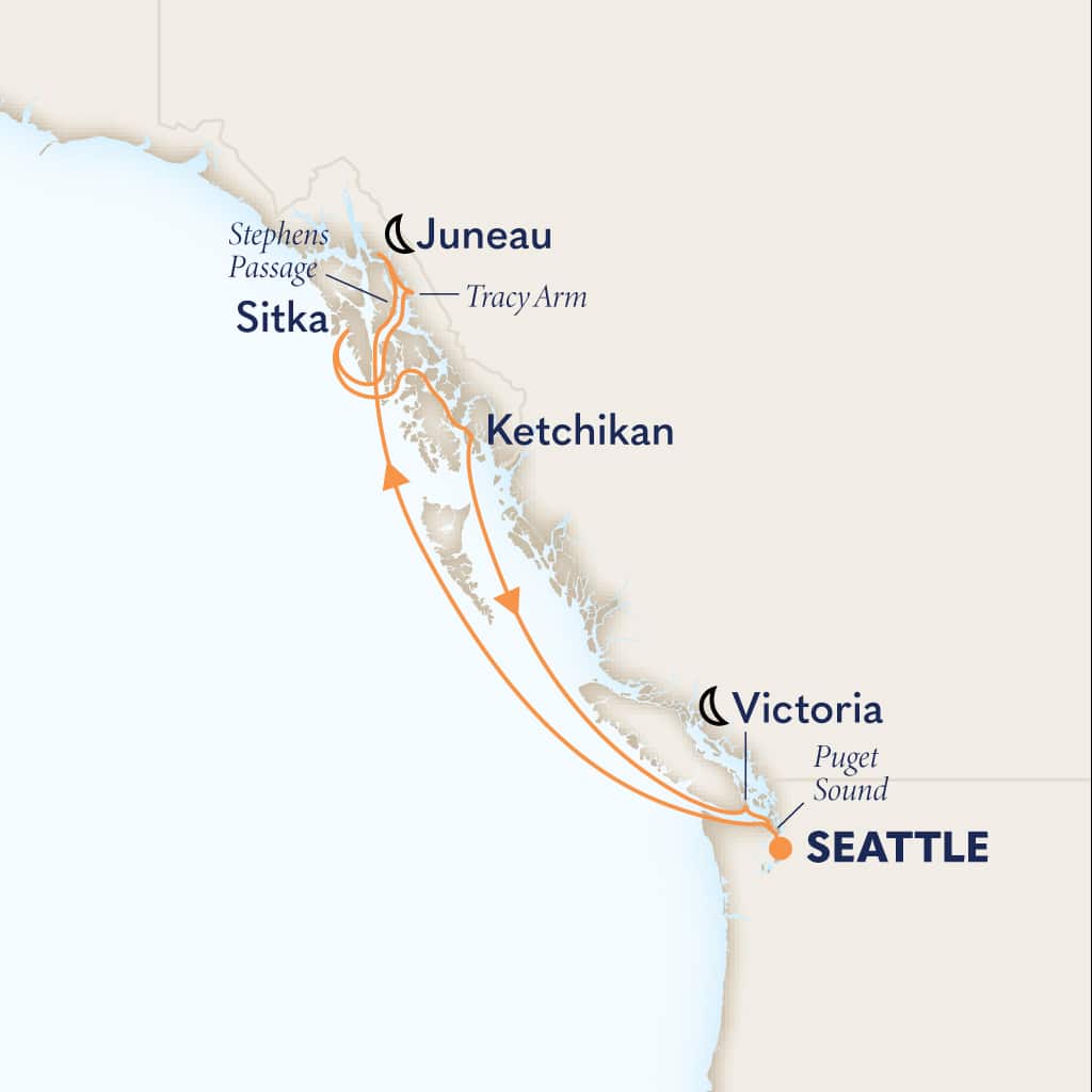 Itinerary map of 7-DAY ALASKA EXPLORER