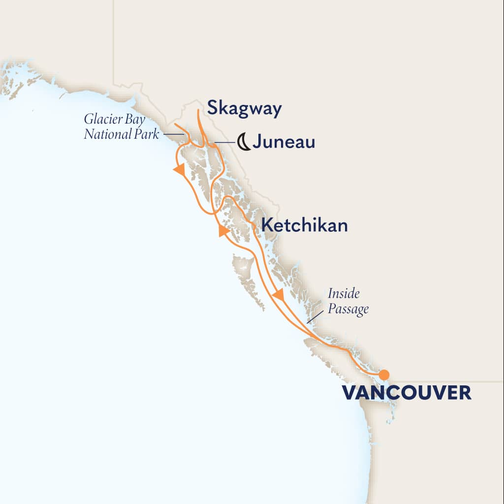 Itinerary map of 7-DAY ALASKA INSIDE PASSAGE