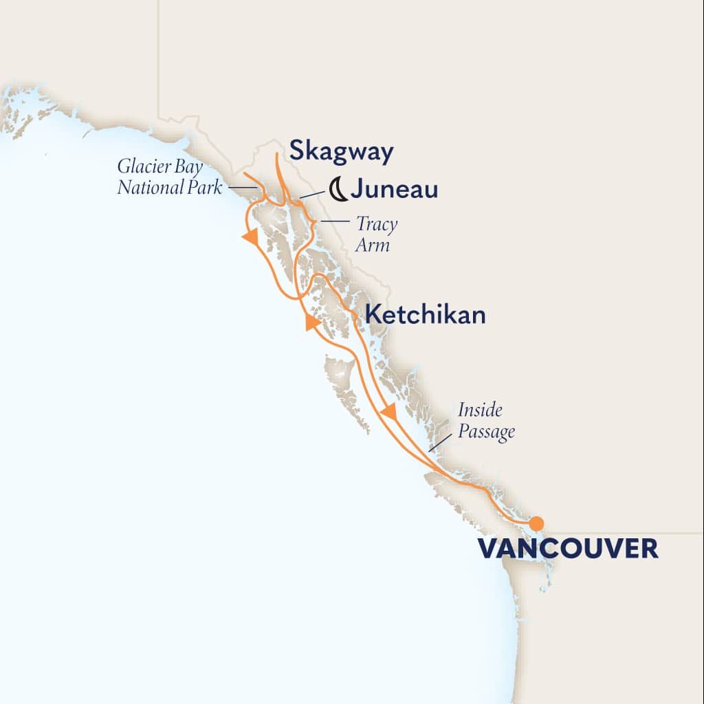Itinerary map of 7-DAY ALASKA INSIDE PASSAGE