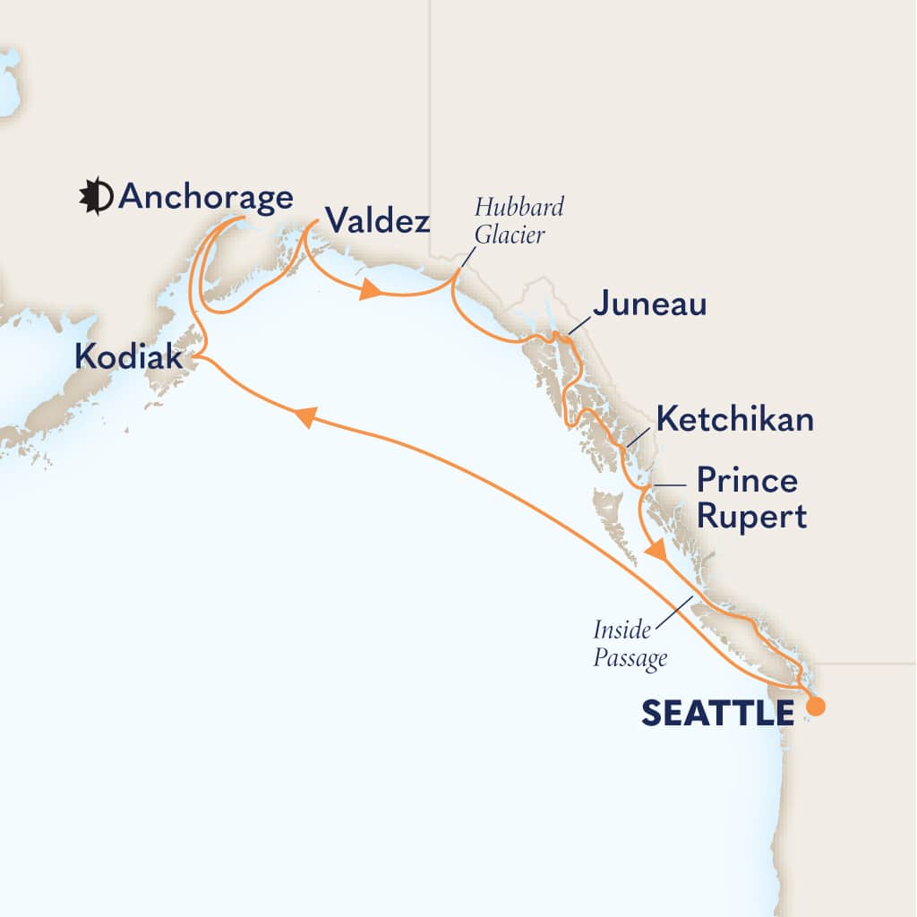 Itinerary map of 14-DAY GREAT ALASKA EXPLORER