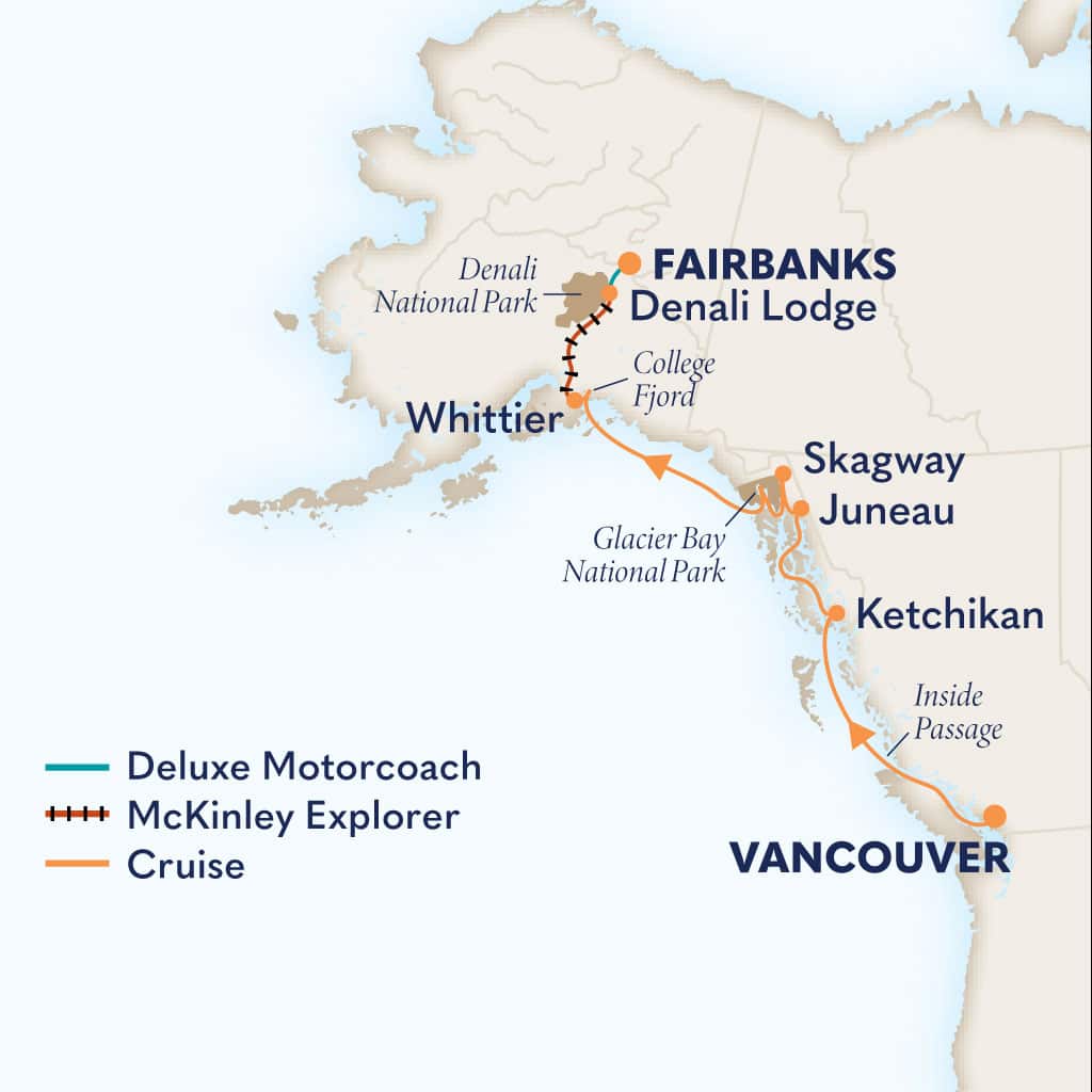 Itinerary map of 11-Day Signature Denali D3C