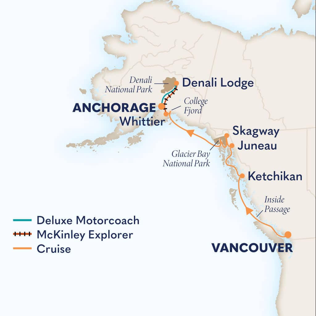Itinerary map of 11-Day Signature Denali D2C