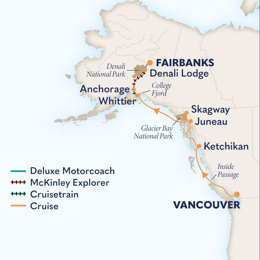Itinerary map of 11-Day Signature Denali D5C