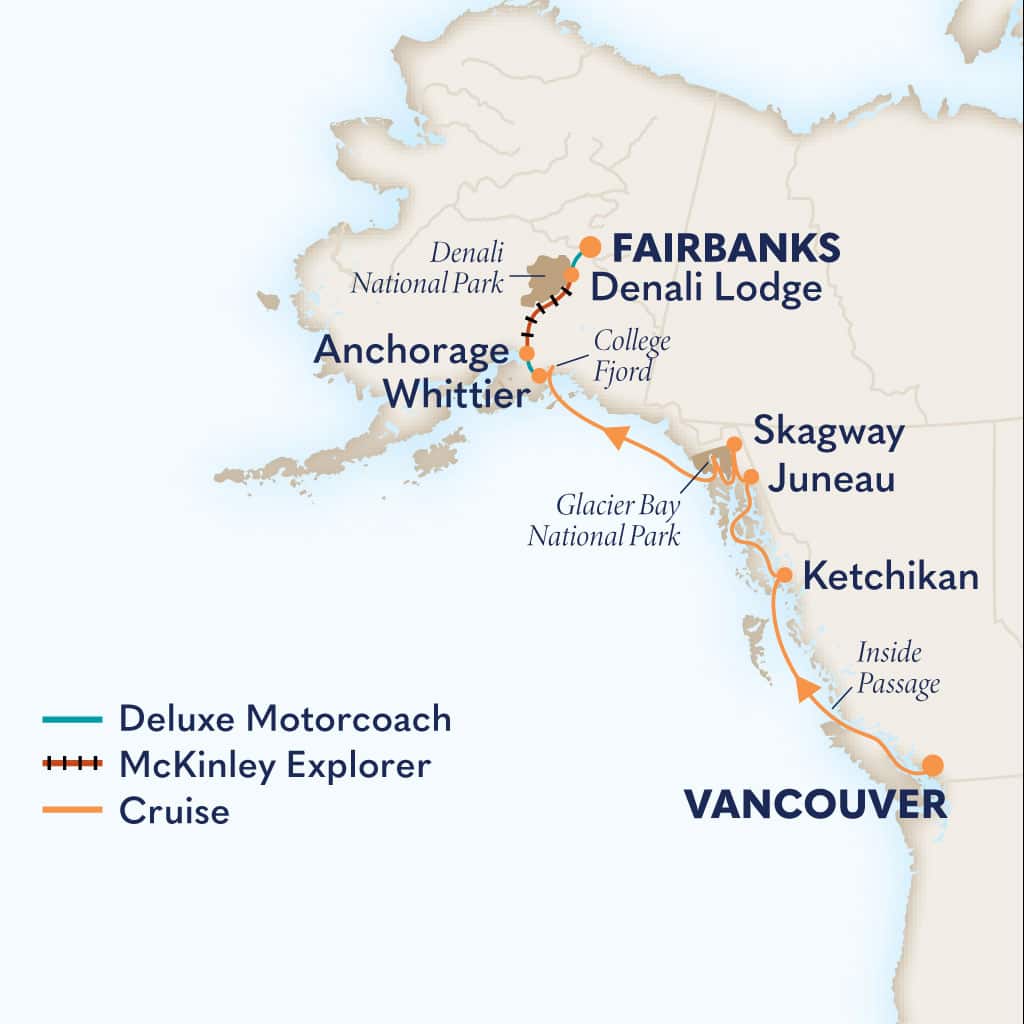 Itinerary map of 10-Day Classic Denali D7C