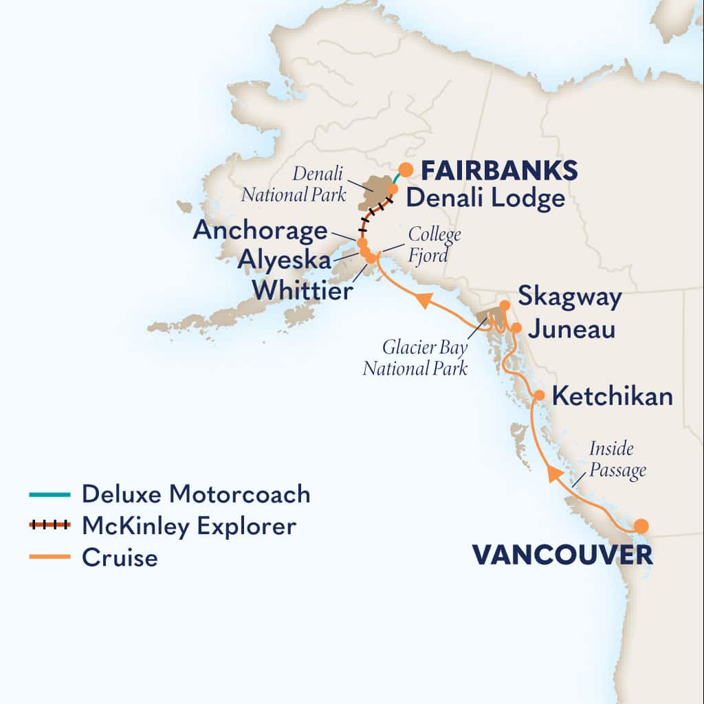 Itinerary map of 14-Day Ultimate Denali DAC