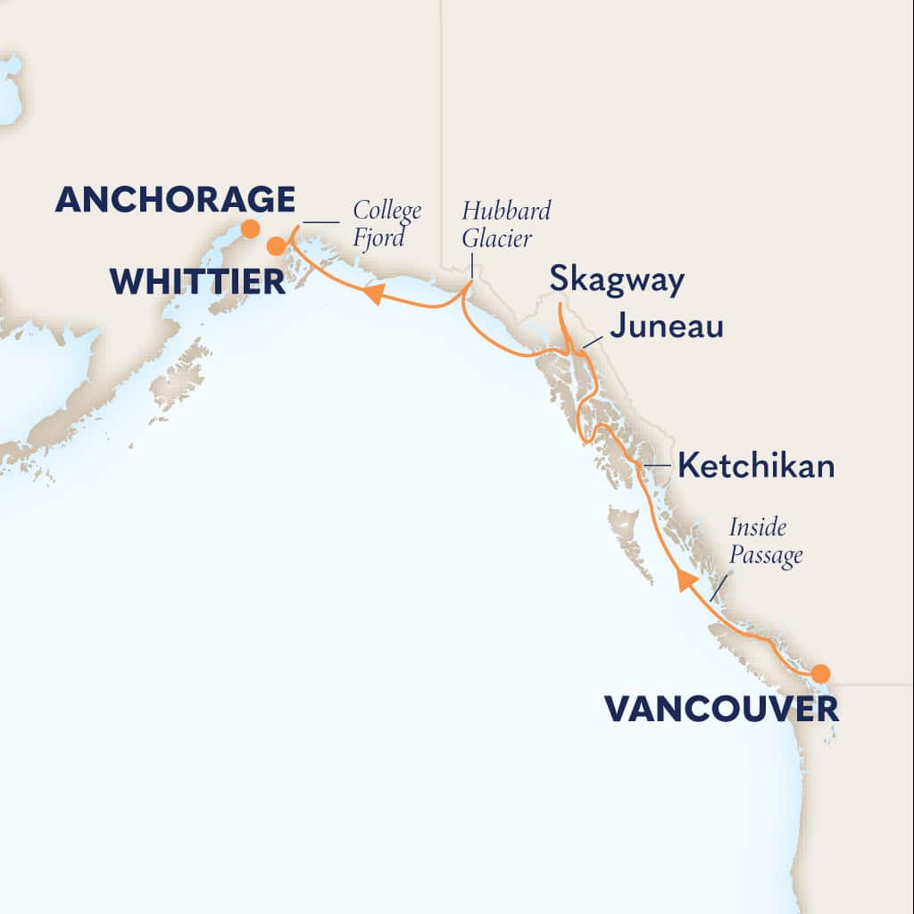 Itinerary map of 7-DAY GLACIER DISCOVERY NORTHBOUND