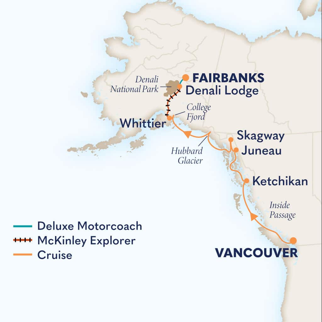 Itinerary map of 10-Day Signature Denali D0C