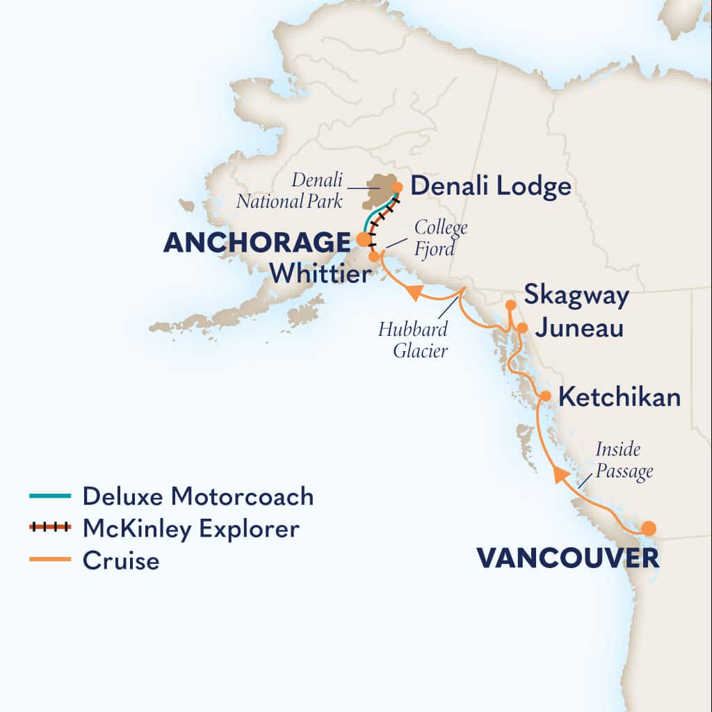 Itinerary map of 11-Day Signature Denali D2C