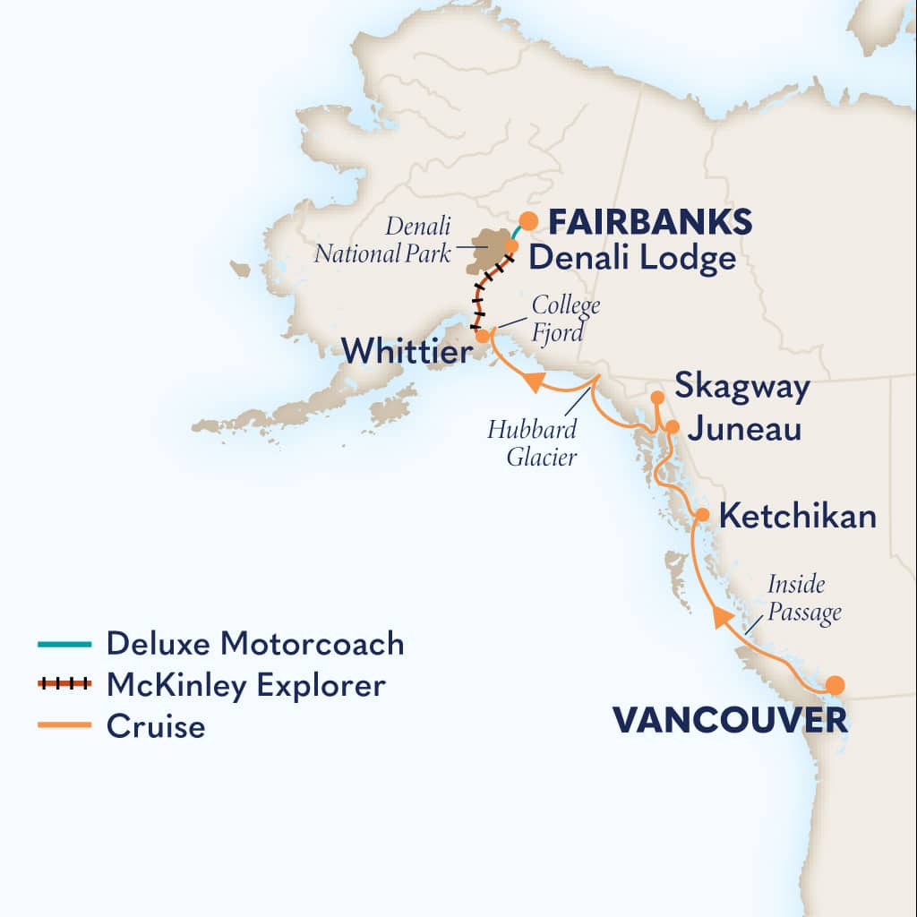 Itinerary map of 11-Day Signature Denali D3C