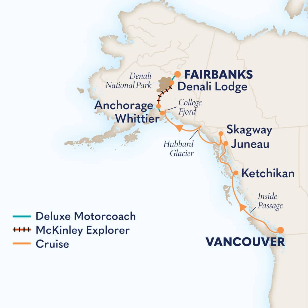 Itinerary map of 10-Day Classic Denali D7C