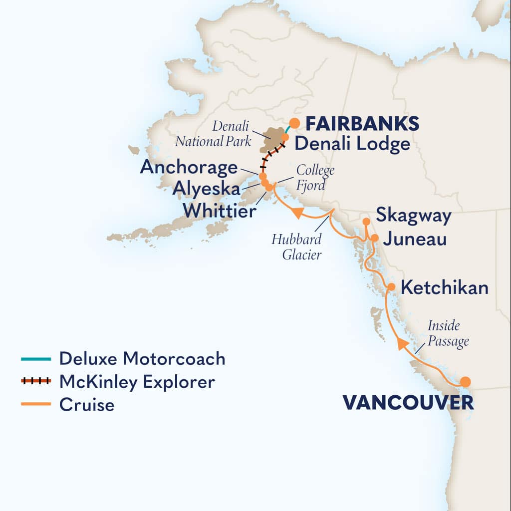 Itinerary map of 14-Day Ultimate Denali DAC