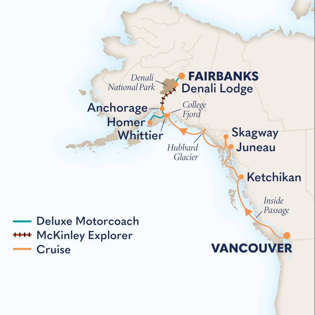 Itinerary map of 14-Day Ultimate Denali DHC