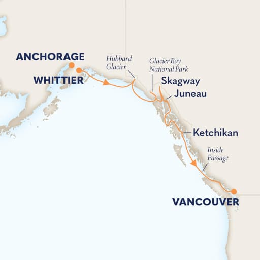 Itinerary map of 7-DAY GLACIER DISCOVERY SOUTHBOUND