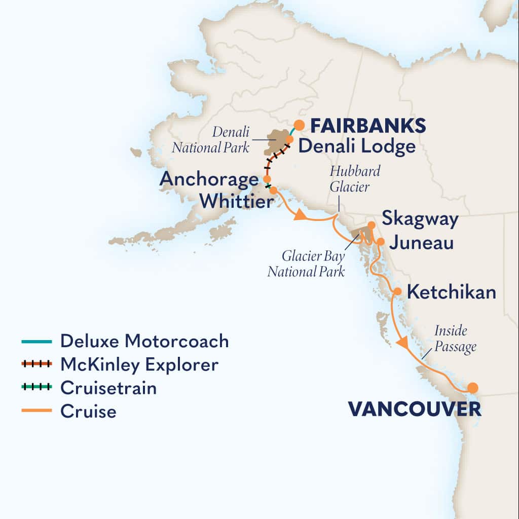 Itinerary map of 11-Day Signature Denali D5L