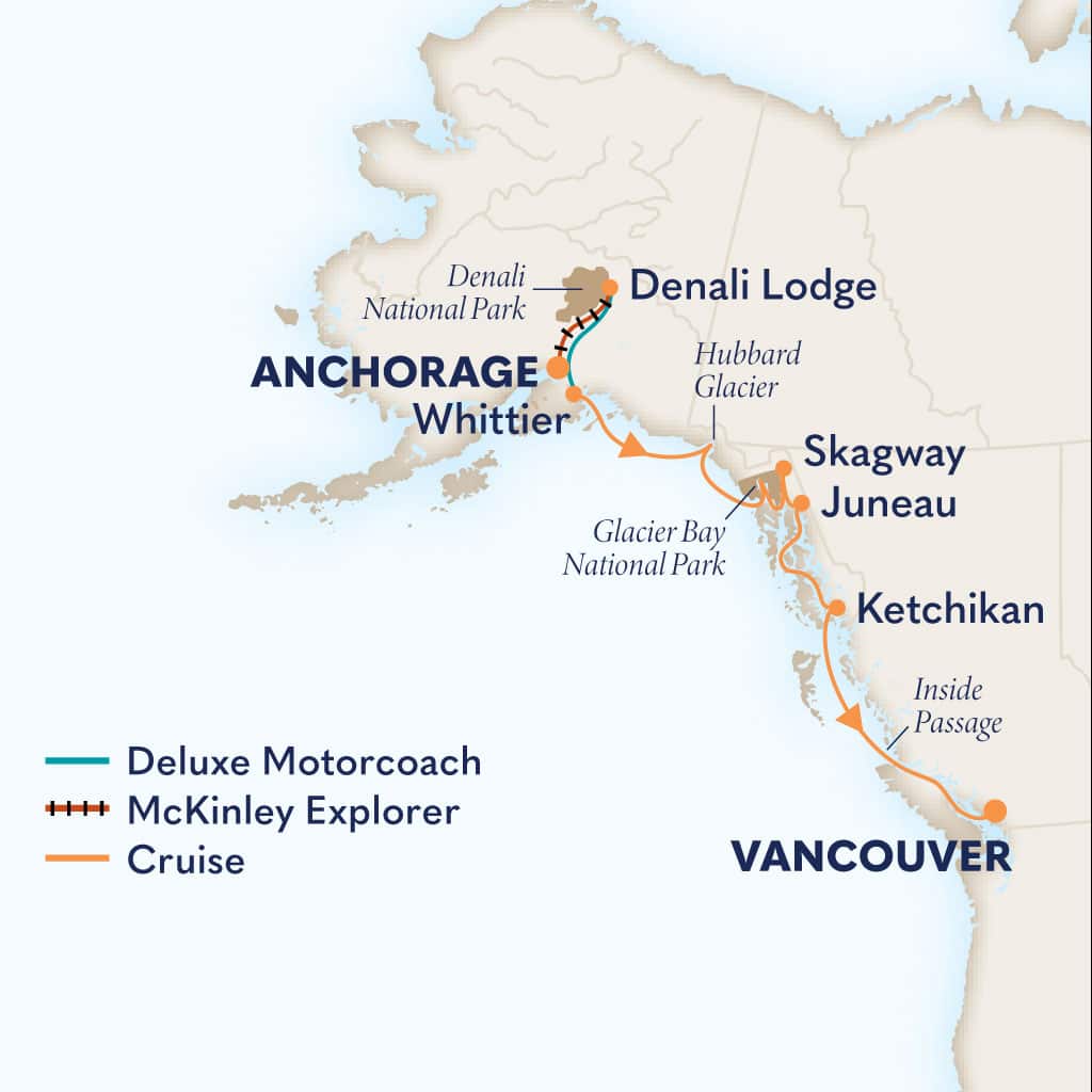 Itinerary map of 10-Day Signature Denali D6L