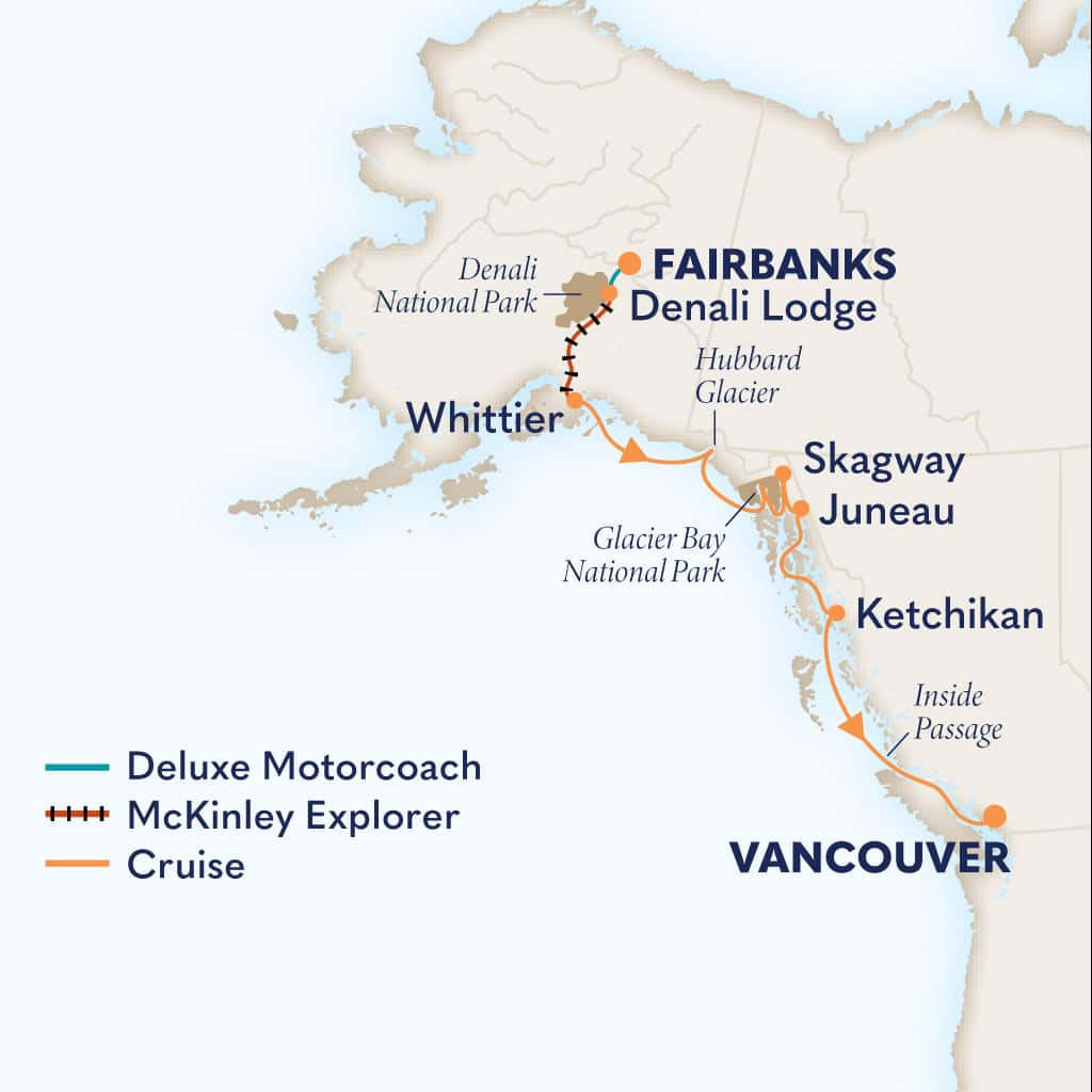 Itinerary map of 11-Day Signature Denali D3L