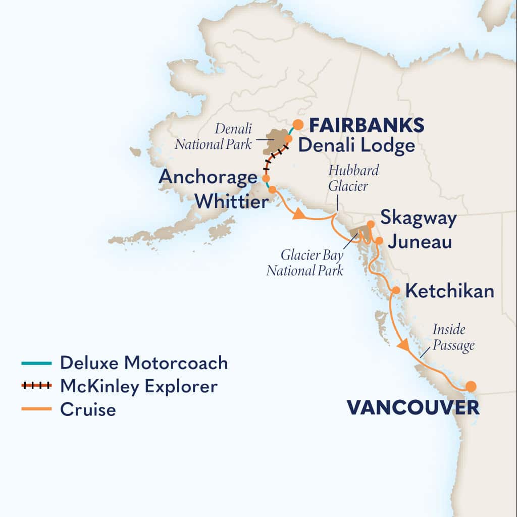 Itinerary map of 10-Day Classic Denali D7L