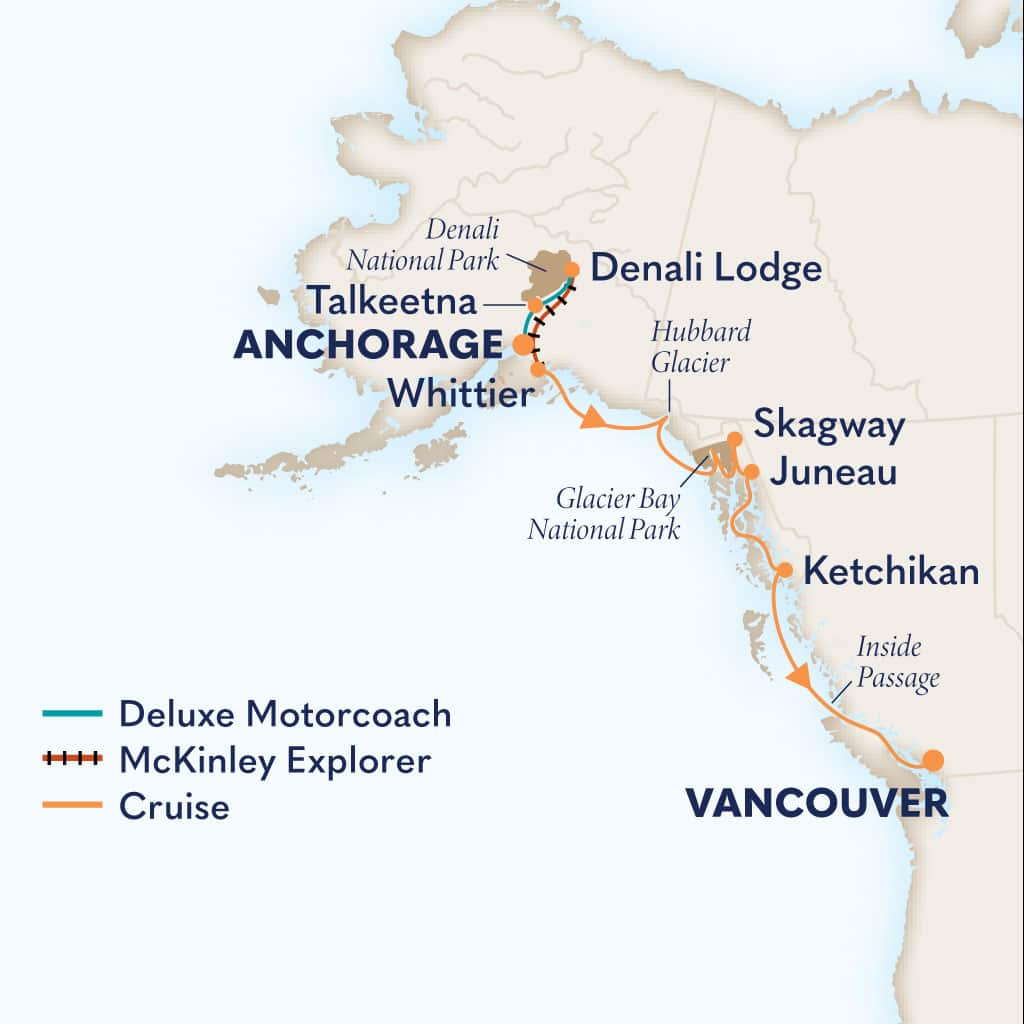 Itinerary map of 10-Day Classic Denali D9L