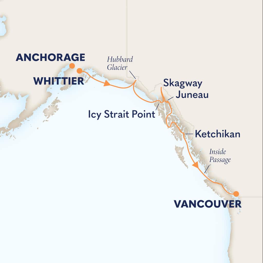 Itinerary map of 7-DAY GLACIER DISCOVERY SOUTHBOUND