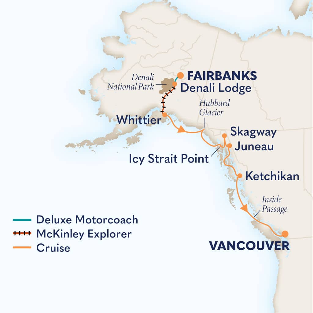 Itinerary map of 10-Day Signature Denali D0L