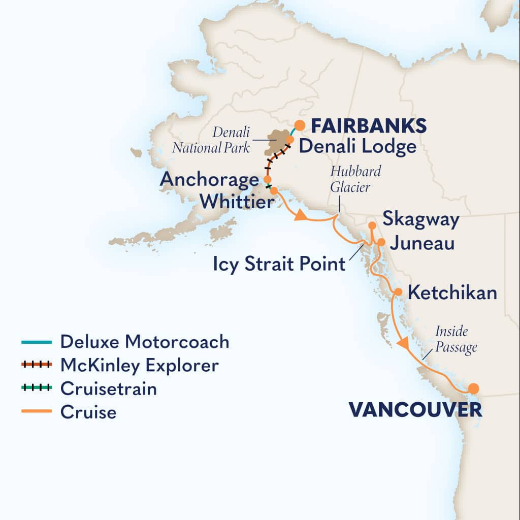 Itinerary map of 11-Day Signature Denali D5L