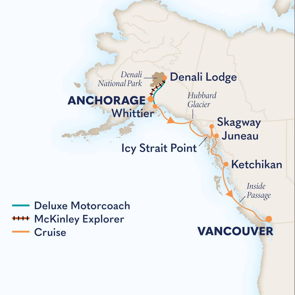 Itinerary map of 10-Day Signature Denali D6L