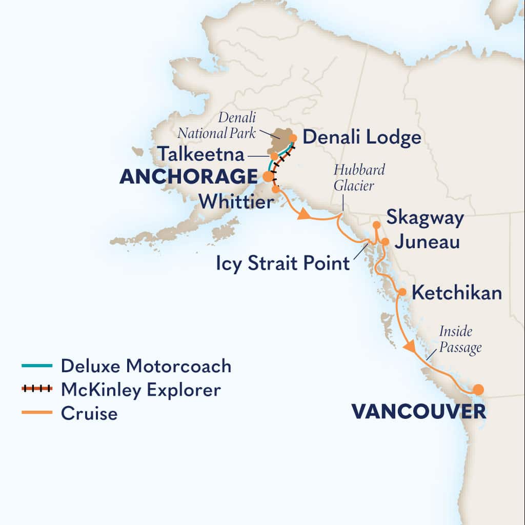 Itinerary map of 10-Day Classic Denali D9L