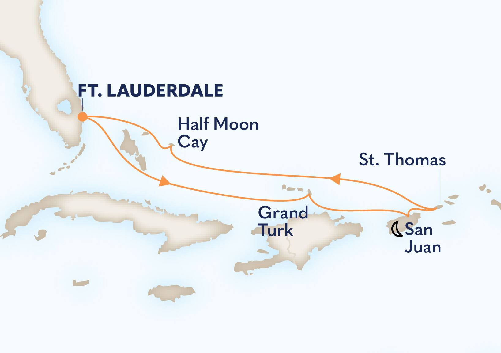 MapDepicting 7-Day Eastern Caribbean Departs Fort Lauderdale, Florida, US Arrive Fort Lauderdale, Florida, US