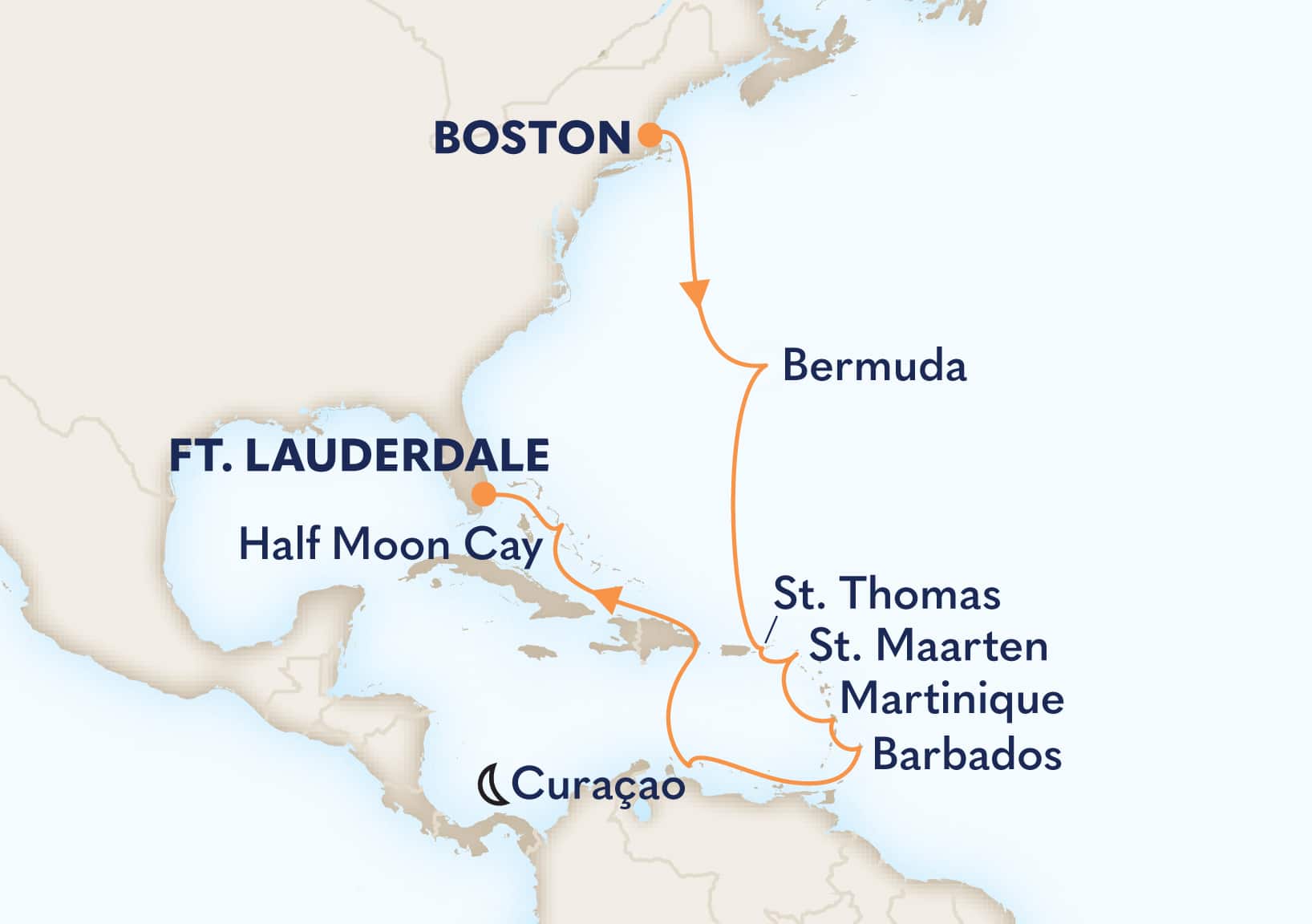 14-Day Southern Caribbean Itinerary Map