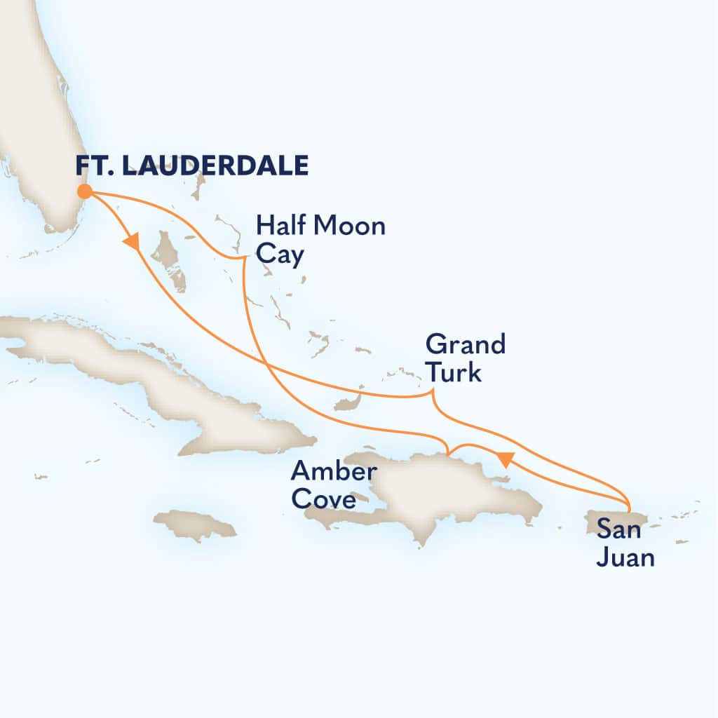 Itinerary map of 7-DAY EASTERN CARIBBEAN: SAN JUAN
