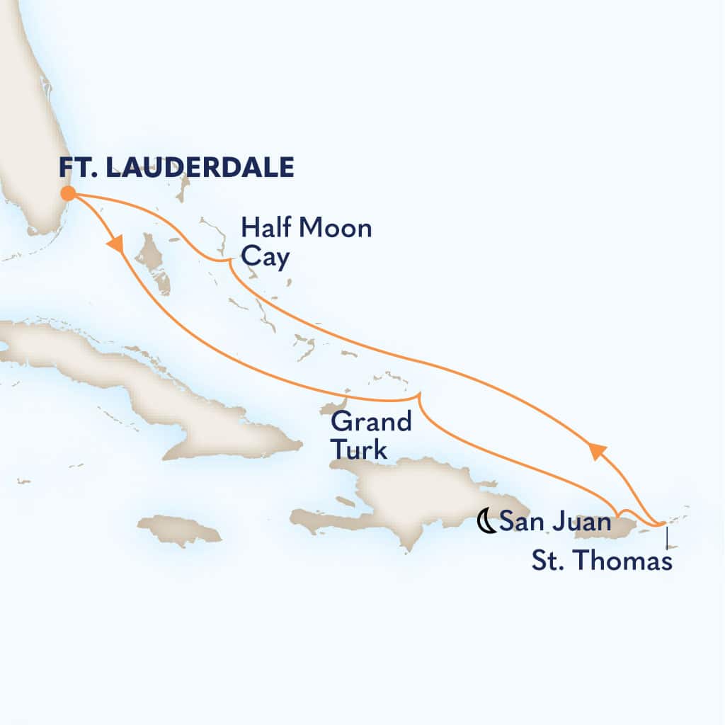 Itinerary map of 7-DAY EASTERN CARIBBEAN: SAN JUAN & ST. THOMAS HOLIDAY