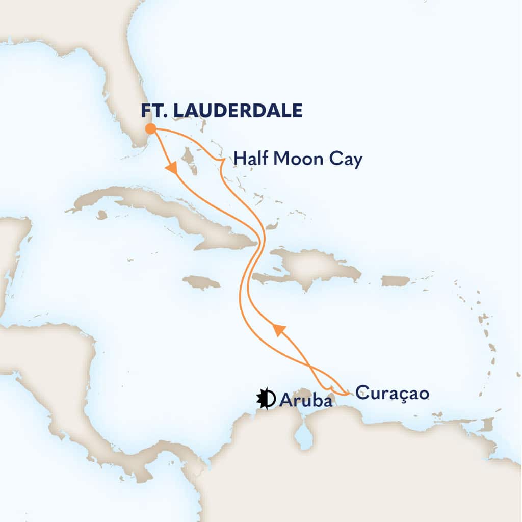 Itinerary map of 9-DAY SOUTHERN CARIBBEAN: ABC ISLANDS
