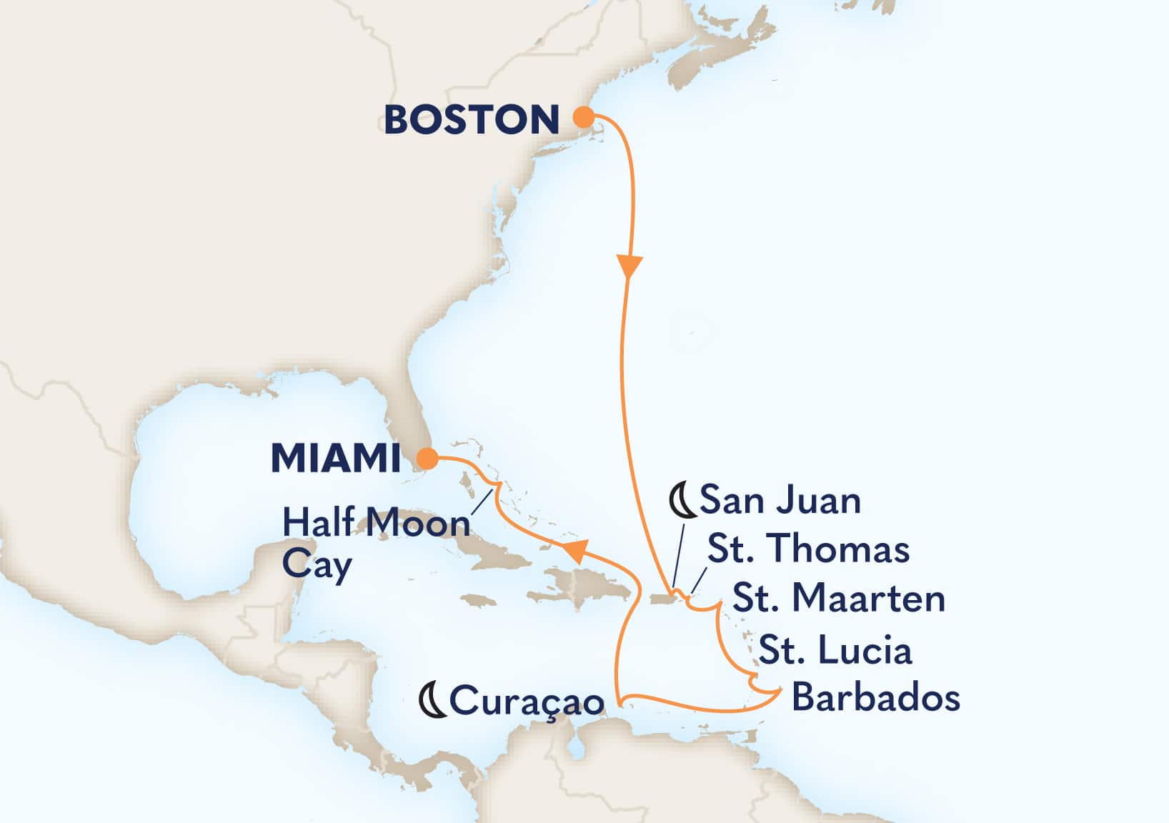14-Day Eastern Caribbean: San Juan & Antilles Itinerary Map