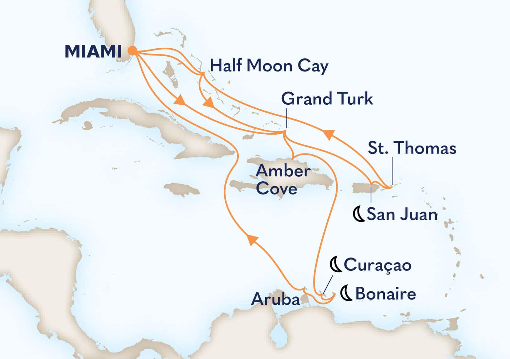 17-Day Eastern & Southern Caribbean: San Juan & Abc Islands Itinerary Map