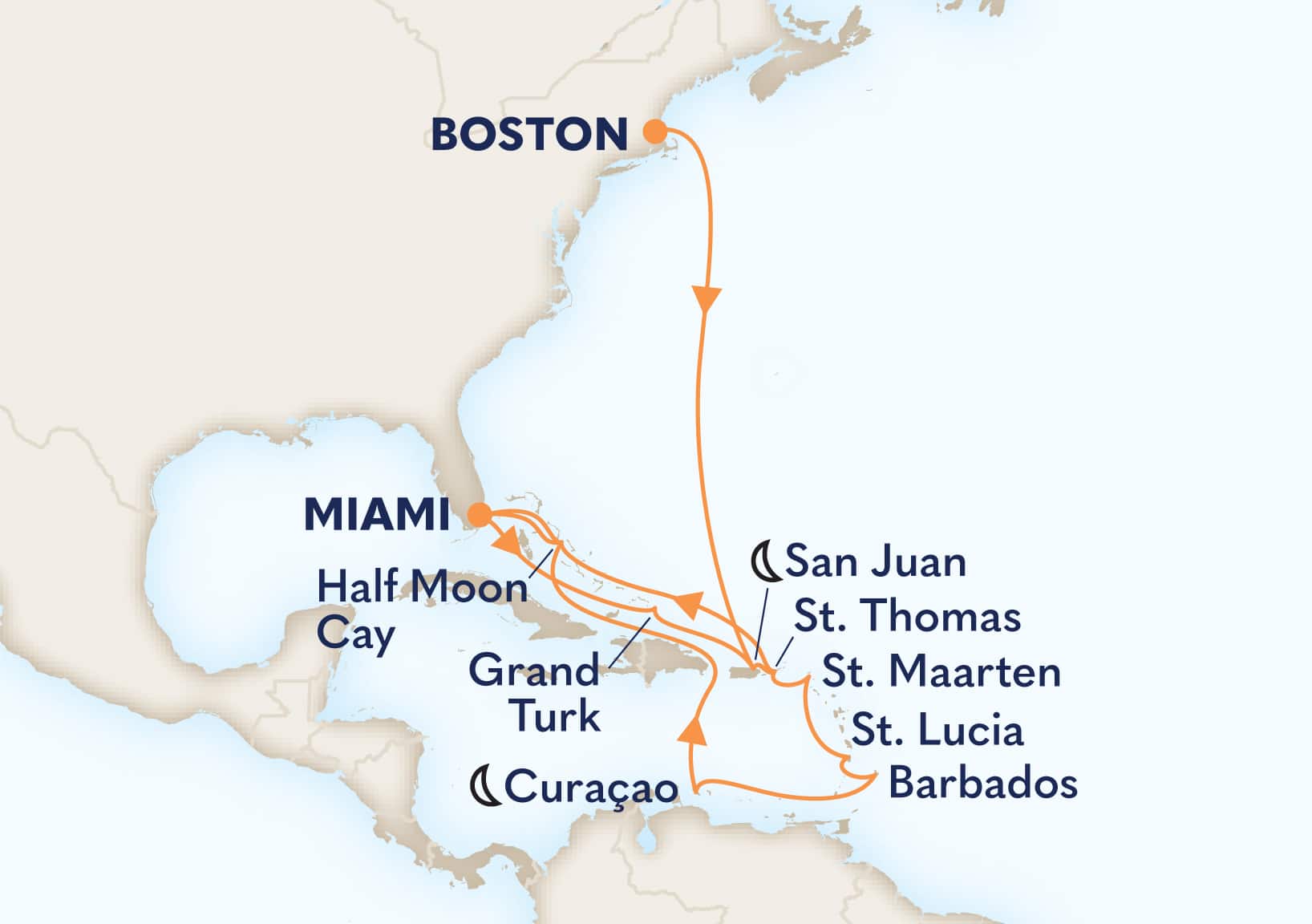 21-Day Eastern Caribbean: San Juan & Antilles Itinerary Map
