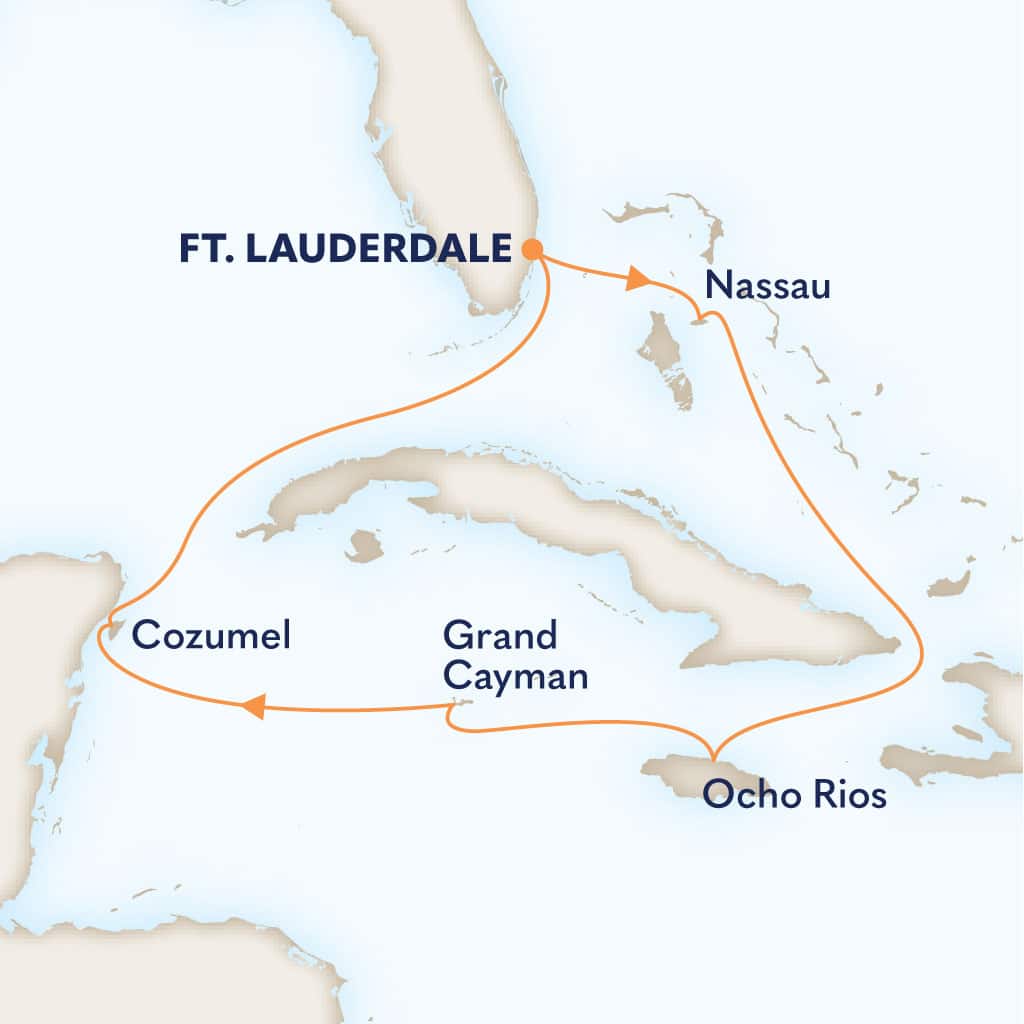 Itinerary map of 7-DAY WESTERN CARIBBEAN: GREATER ANTILLES & MEXICO