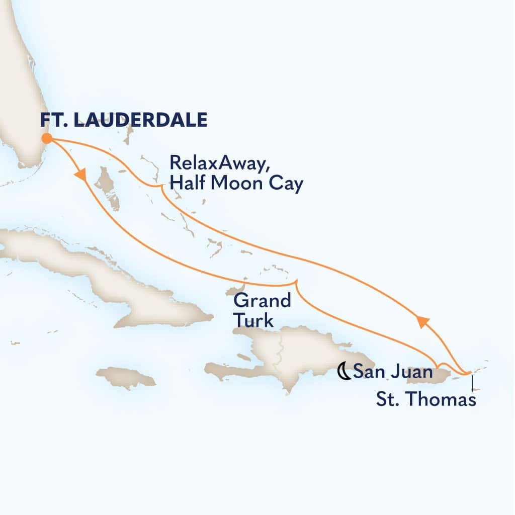 Map of itinerary 7-DAY EASTERN CARIBBEAN: SAN JUAN & ST. THOMAS