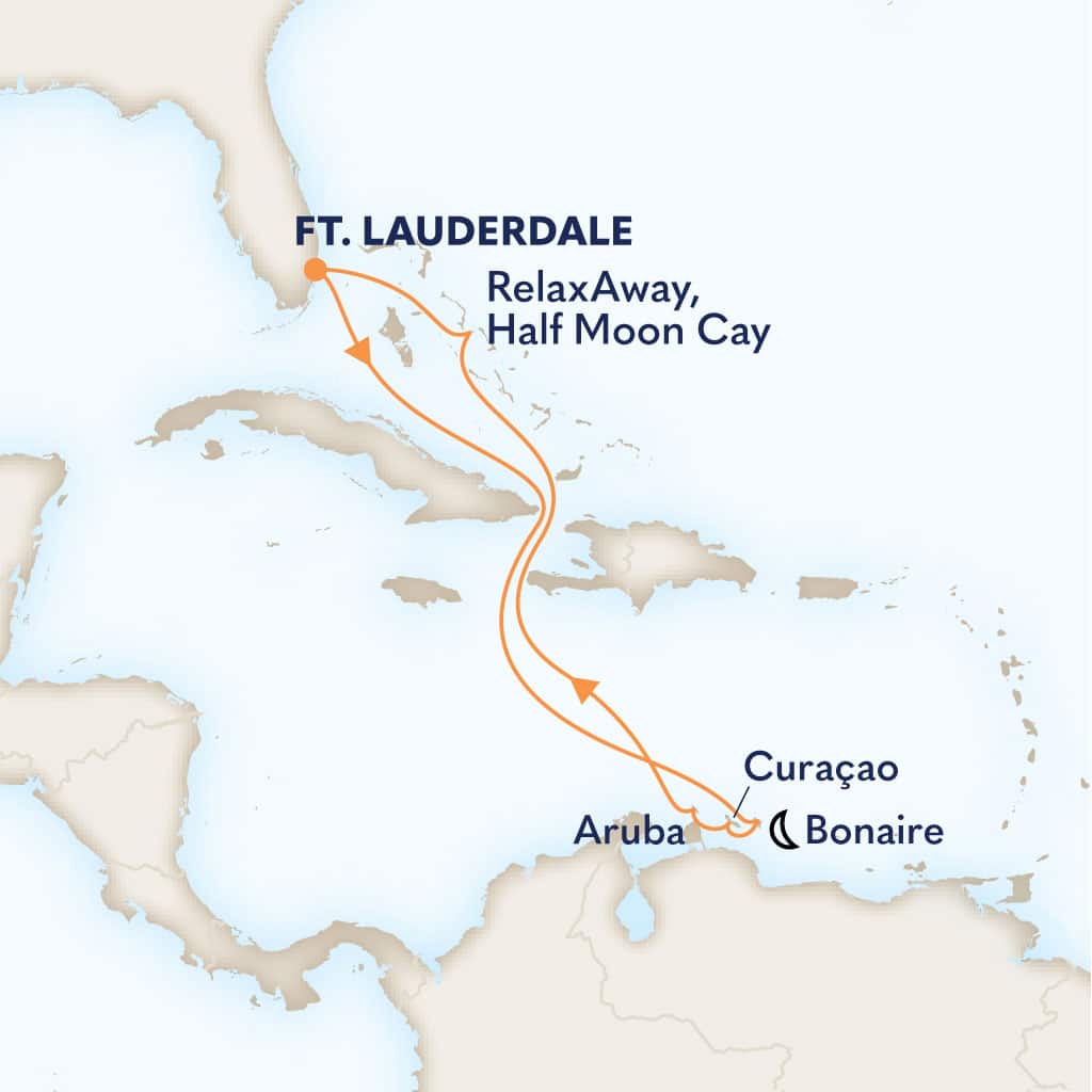 Itinerary map of 9-DAY SOUTHERN CARIBBEAN & ABC ISLANDS WITH HISTORY CHANNEL