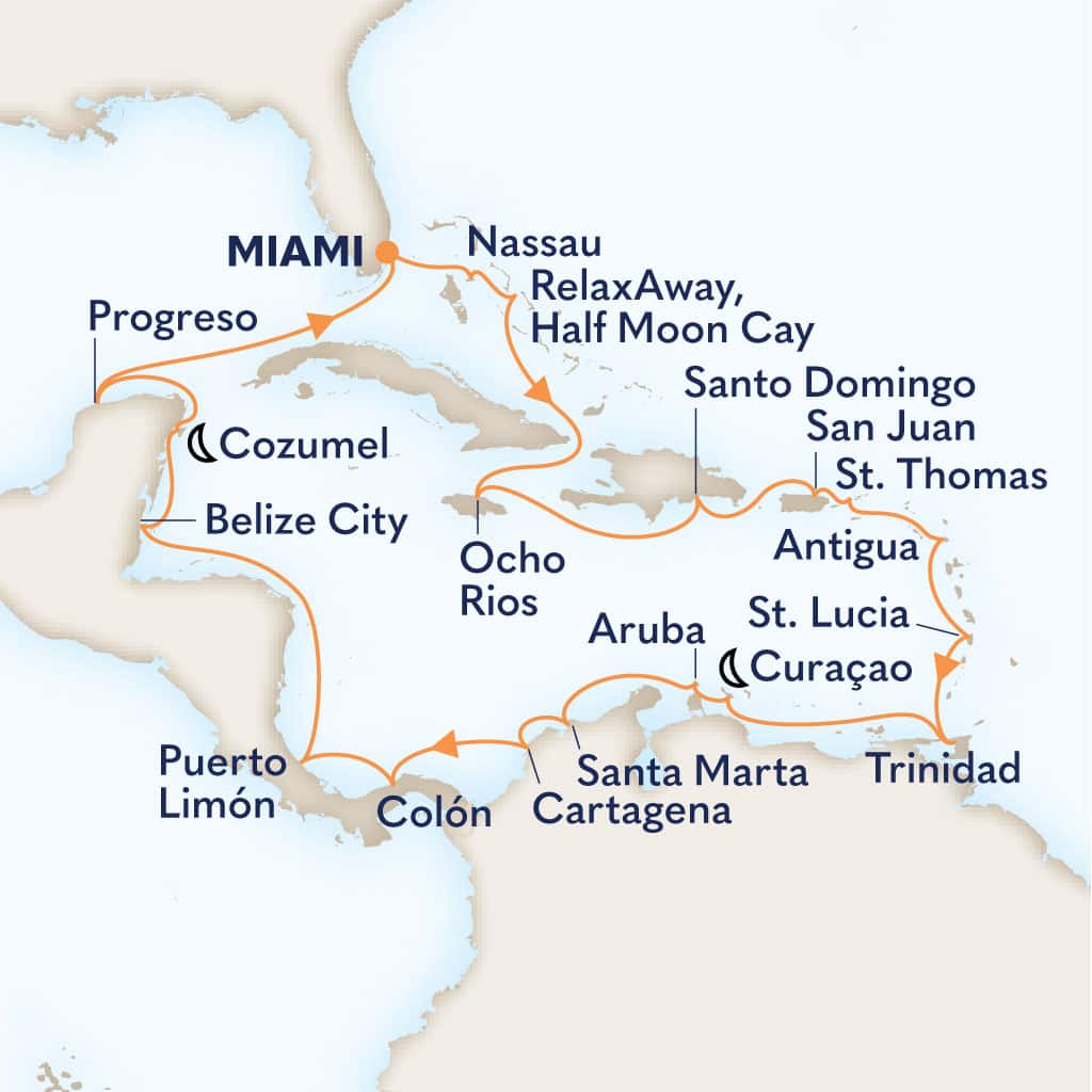 Itinerary map of 28-DAY PAN AM 100TH ANNIVERSARY LEGENDARY VOYAGE