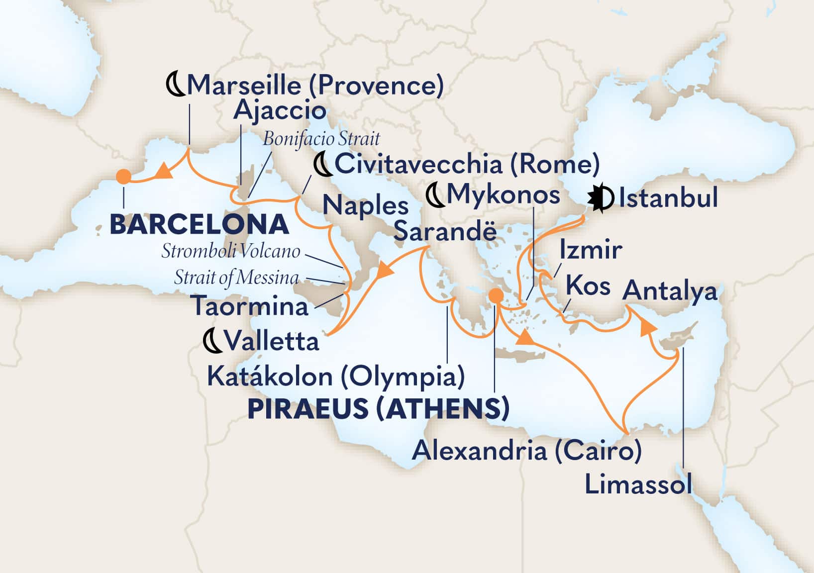 21-Day Adriatic Antiquities & Mediterranean Romance Itinerary Map