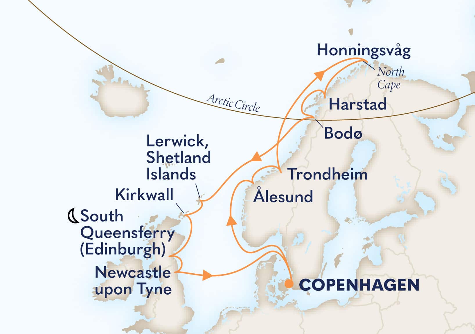 14-Day North Cape & The Midnight Sun Itinerary Map